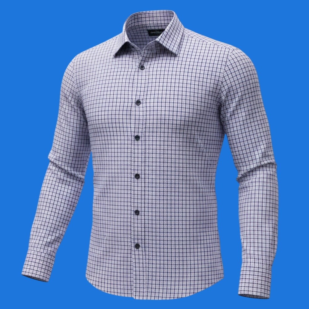 CONSTRUCT Tattersall Check Slim Fit Comfort Dress Shirt Men M long sleeve